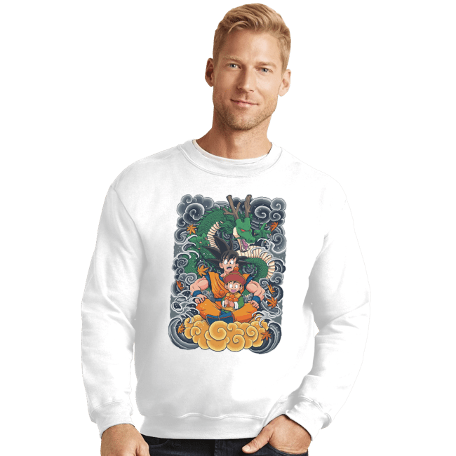 Shirts Crewneck Sweater, Unisex / Small / White Goku and Gohan