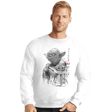 Load image into Gallery viewer, Shirts Crewneck Sweater, Unisex / Small / White Old And Young Sumi-e

