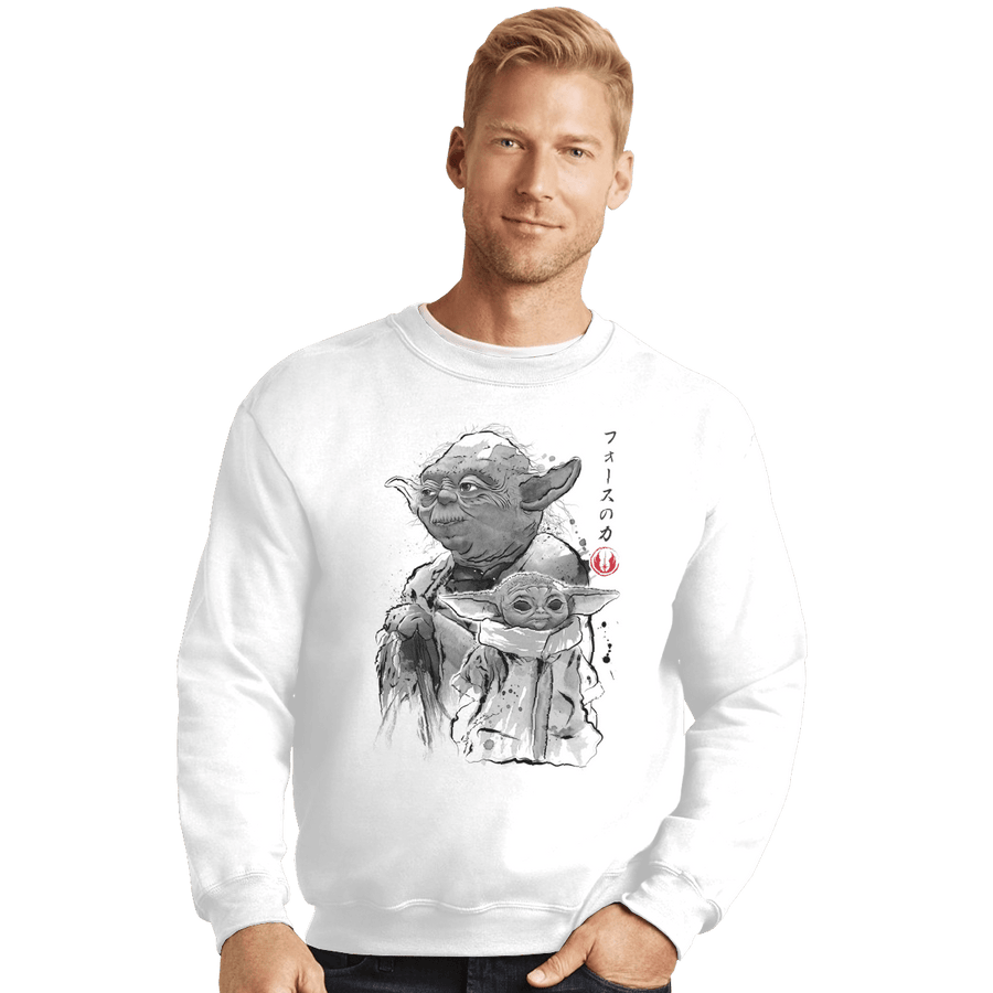 Shirts Crewneck Sweater, Unisex / Small / White Old And Young Sumi-e