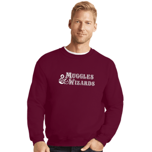 Secret_Shirts Crewneck Sweater, Unisex / Small / Maroon Muggles And Wizards