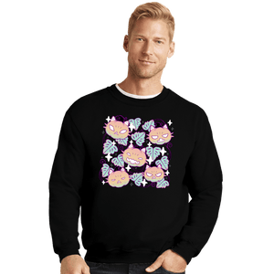 Daily_Deal_Shirts Crewneck Sweater, Unisex / Small / Black Pumpkin Cat Garden