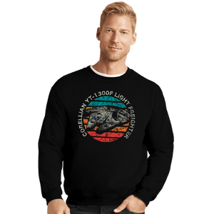 Shirts Crewneck Sweater, Unisex / Small / Black Retro Millennium Falcon Sun