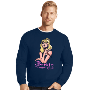 Daily_Deal_Shirts Crewneck Sweater, Unisex / Small / Navy Barbie The Vampire Slayer