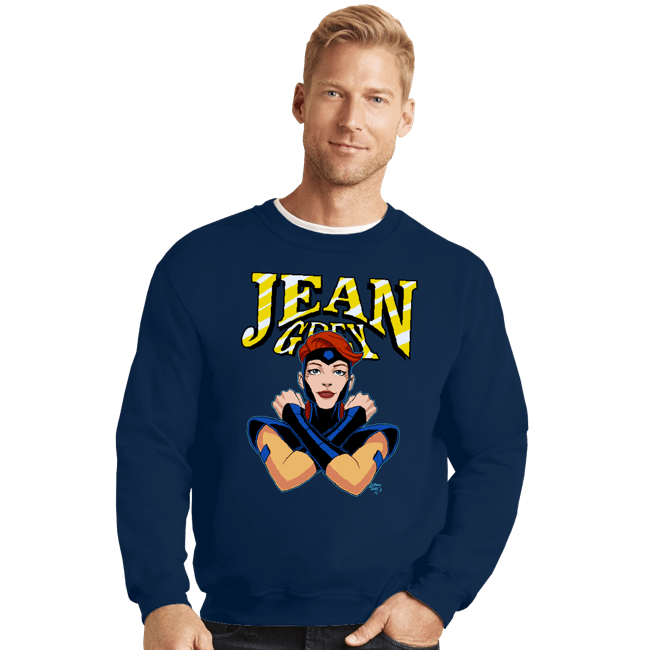Daily_Deal_Shirts Crewneck Sweater, Unisex / Small / Navy Jean Grey 97