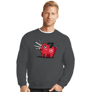 Daily_Deal_Shirts Crewneck Sweater, Unisex / Small / Charcoal Swiss Devil