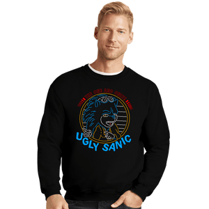 Daily_Deal_Shirts Crewneck Sweater, Unisex / Small / Black Ugly Sanic