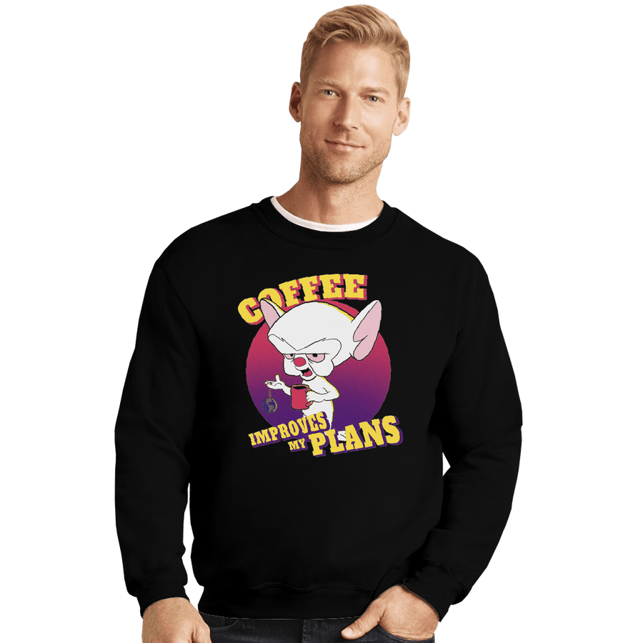 Shirts Crewneck Sweater, Unisex / Small / Black Coffee Improves My Plans