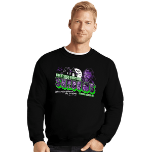Daily_Deal_Shirts Crewneck Sweater, Unisex / Small / Black Greetings From The Shadows