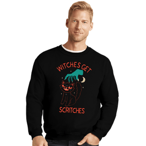 Daily_Deal_Shirts Crewneck Sweater, Unisex / Small / Black Witches Get Scritches