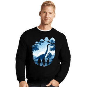 Daily_Deal_Shirts Crewneck Sweater, Unisex / Small / Black Brachiosaurus Footprint