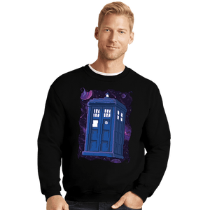 Daily_Deal_Shirts Crewneck Sweater, Unisex / Small / Black Pixel Tardis