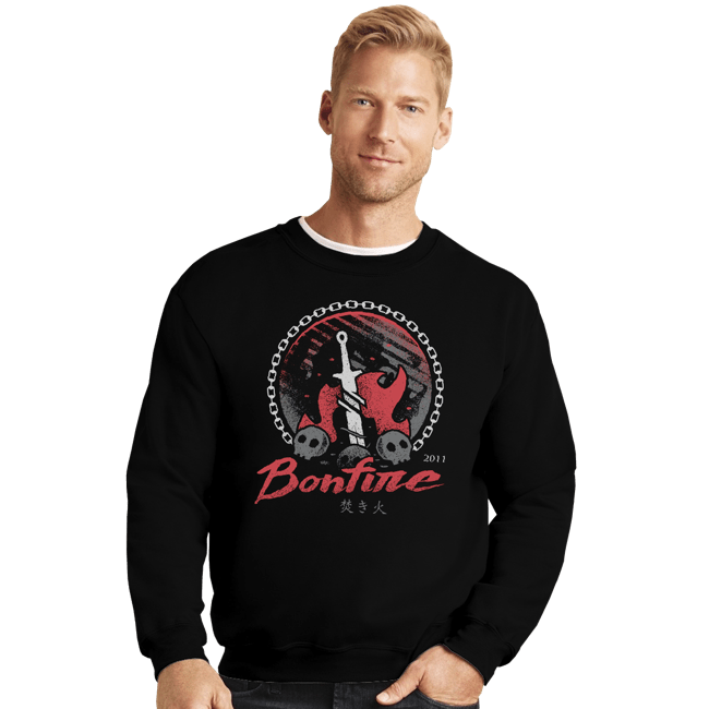 Shirts Crewneck Sweater, Unisex / Small / Black Bonfire Moonlight