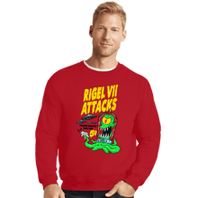 Load image into Gallery viewer, Last_Chance_Shirts Crewneck Sweater, Unisex / Small / Red Rigel 7 Attacks
