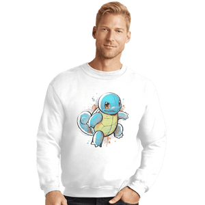 Shirts Crewneck Sweater, Unisex / Small / White Water Ink