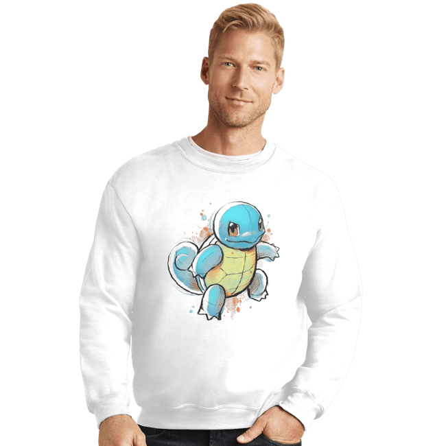 Shirts Crewneck Sweater, Unisex / Small / White Water Ink
