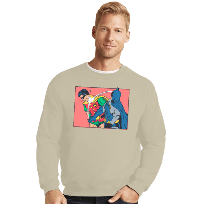 Daily_Deal_Shirts Crewneck Sweater, Unisex / Small / Sand Everybody Hates Robin