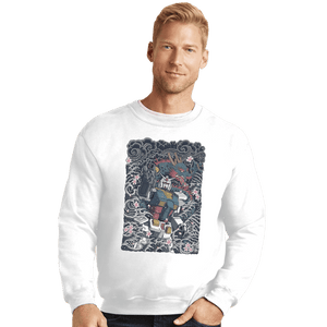 Daily_Deal_Shirts Crewneck Sweater, Unisex / Small / White Gundam Blue Dragon