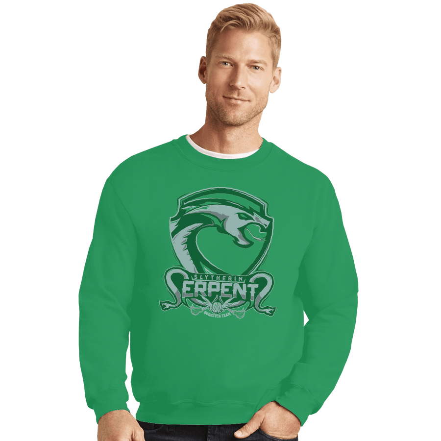 Shirts Crewneck Sweater, Unisex / Small / Irish Green Slytherin Serpents