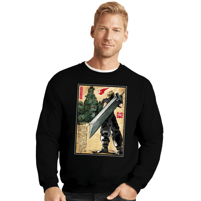 Daily_Deal_Shirts Crewneck Sweater, Unisex / Small / Black Welcome Back To Midgar