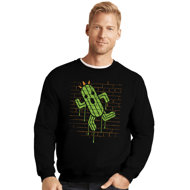 Secret_Shirts Crewneck Sweater, Unisex / Small / Black Cactuar Graffiti