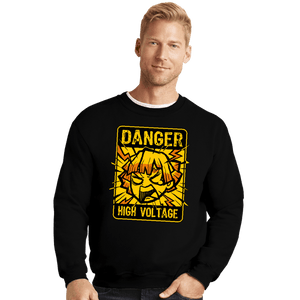Secret_Shirts Crewneck Sweater, Unisex / Small / Black Danger High Voltage
