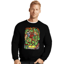 Load image into Gallery viewer, Daily_Deal_Shirts Crewneck Sweater, Unisex / Small / Black Pizza Fights And Stories
