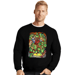 Daily_Deal_Shirts Crewneck Sweater, Unisex / Small / Black Pizza Fights And Stories