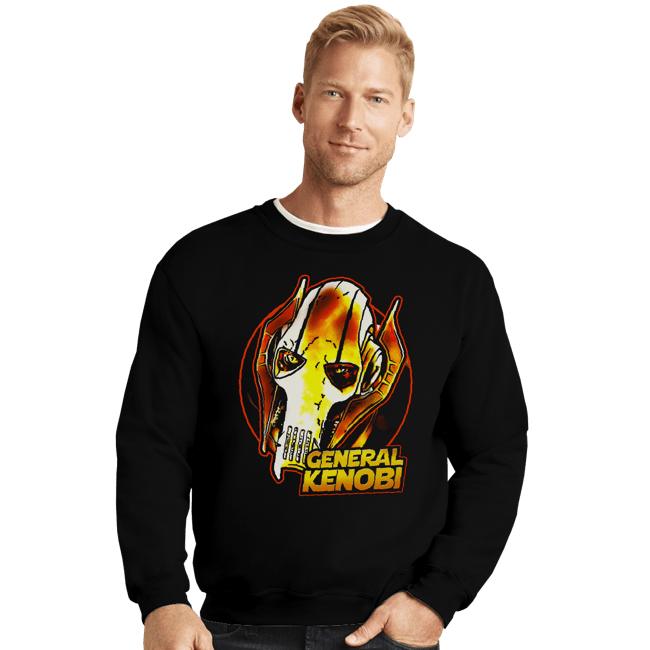 Daily_Deal_Shirts Crewneck Sweater, Unisex / Small / Black General Kenobi Meme