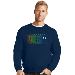 Secret_Shirts Crewneck Sweater, Unisex / Small / Navy Tardis Trail