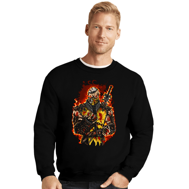 Secret_Shirts Crewneck Sweater, Unisex / Small / Black Blazing Retribution