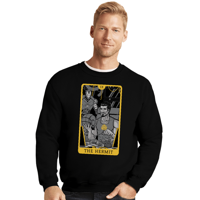 Shirts Crewneck Sweater, Unisex / Small / Black Tarot The Iron Hermit