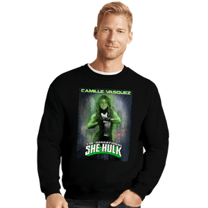 Daily_Deal_Shirts Crewneck Sweater, Unisex / Small / Black Camille Hulk