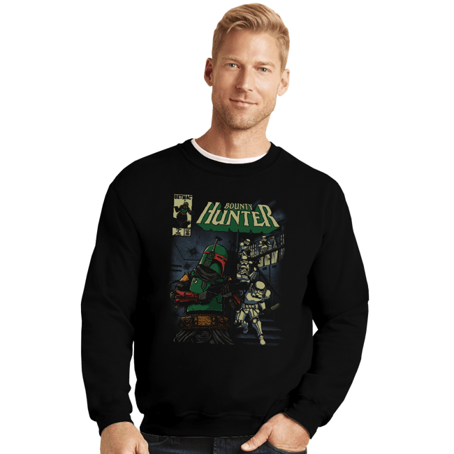 Daily_Deal_Shirts Crewneck Sweater, Unisex / Small / Black Bounty Hunter Comic
