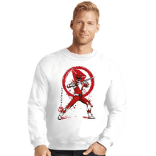 Load image into Gallery viewer, Daily_Deal_Shirts Crewneck Sweater, Unisex / Small / White Red Ranger Sumi-e
