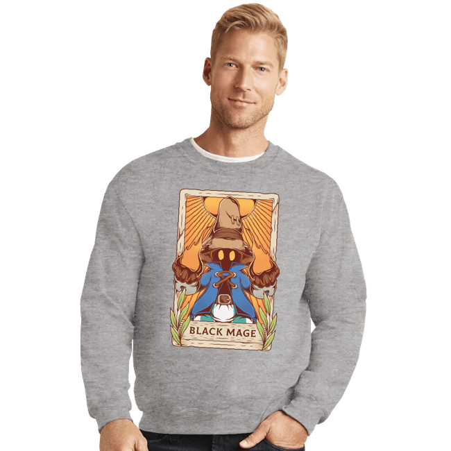 Secret_Shirts Crewneck Sweater, Unisex / Small / Sports Grey Black Mage Tarot Card