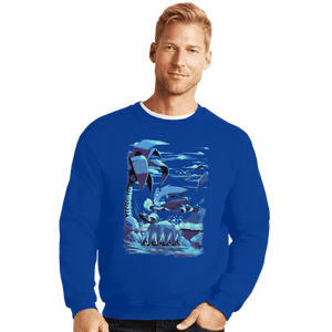 Shirts Crewneck Sweater, Unisex / Small / Royal Blue Green Hill Zone