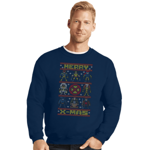 Daily_Deal_Shirts Crewneck Sweater, Unisex / Small / Navy Merry X-Mas