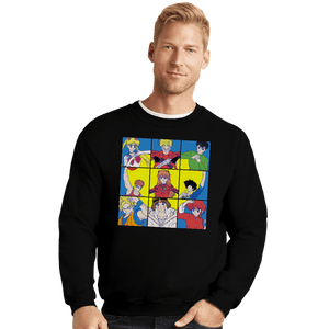 Daily_Deal_Shirts Crewneck Sweater, Unisex / Small / Black The Anime Heart Of A 90s Kid