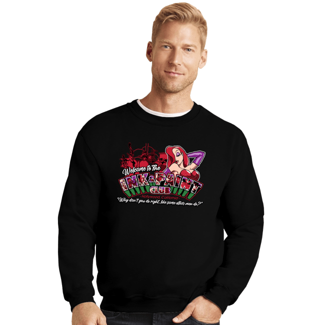 Daily_Deal_Shirts Crewneck Sweater, Unisex / Small / Black Welcome To The Ink And Paint Club