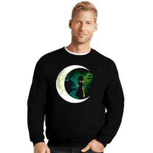 Daily_Deal_Shirts Crewneck Sweater, Unisex / Small / Black Snow Moon