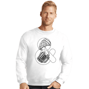 Shirts Crewneck Sweater, Unisex / Small / White Pizza and Beer