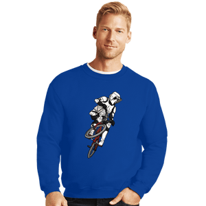 Daily_Deal_Shirts Crewneck Sweater, Unisex / Small / Royal Blue BMX Biker Scout