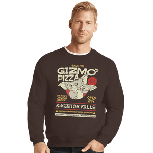Shirts Crewneck Sweater, Unisex / Small / Dark Chocolate Gizmo's Pizza