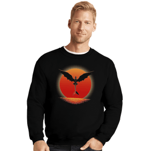 Shirts Crewneck Sweater, Unisex / Small / Black Dragon on Sunset