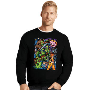 Daily_Deal_Shirts Crewneck Sweater, Unisex / Small / Black TMNT Pilgrim