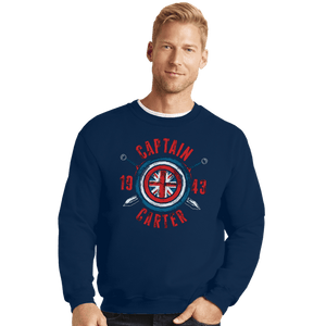 Secret_Shirts Crewneck Sweater, Unisex / Small / Navy Capt Carter