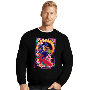 Daily_Deal_Shirts Crewneck Sweater, Unisex / Small / Black Ninja Art Nouveau Gaiden