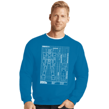 Load image into Gallery viewer, Shirts Crewneck Sweater, Unisex / Small / Sapphire RX-78-2 Blueprint
