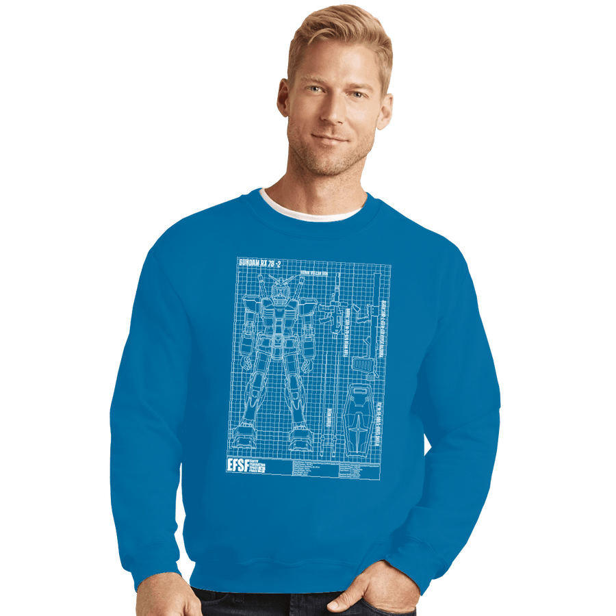 Shirts Crewneck Sweater, Unisex / Small / Sapphire RX-78-2 Blueprint