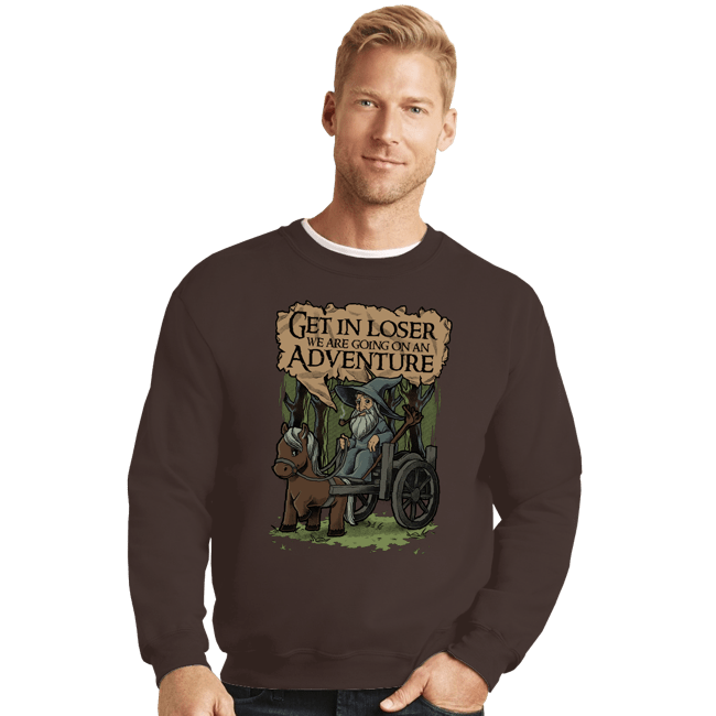 Daily_Deal_Shirts Crewneck Sweater, Unisex / Small / Dark Chocolate Middle Earth Adventure